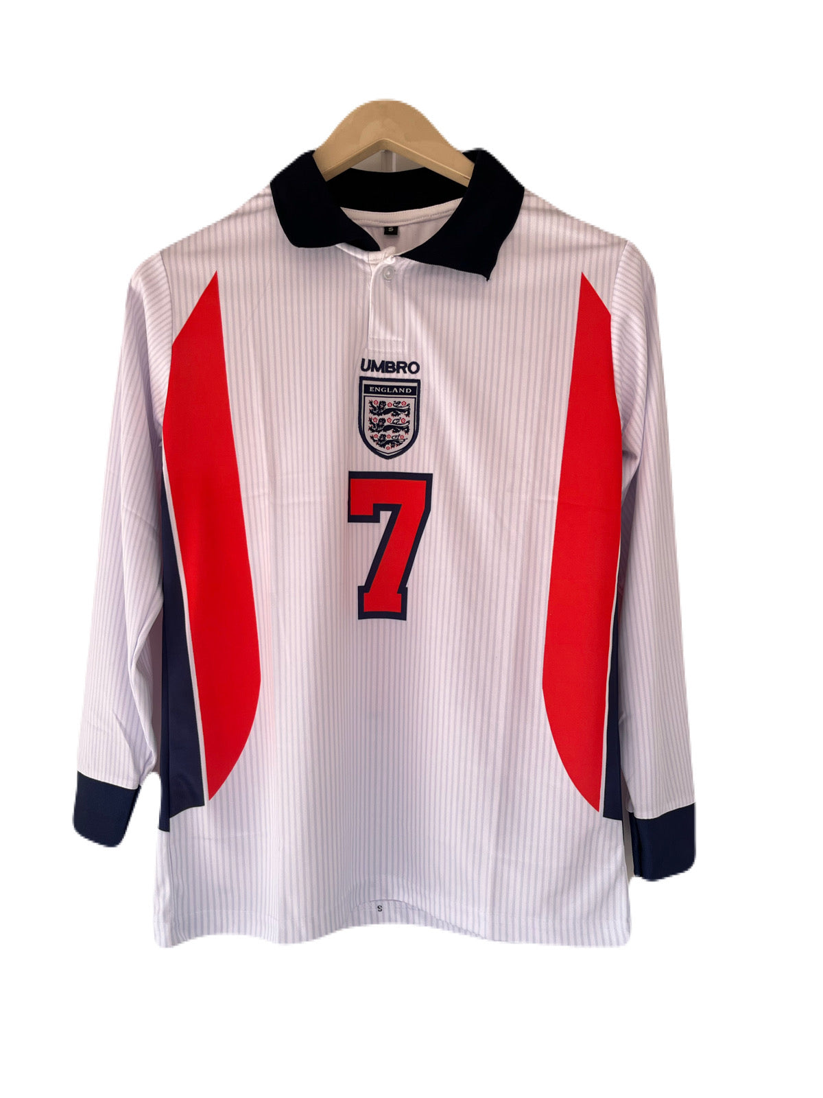 England beckham vintage jersey full sleeve collar type embroidery - ms retro store