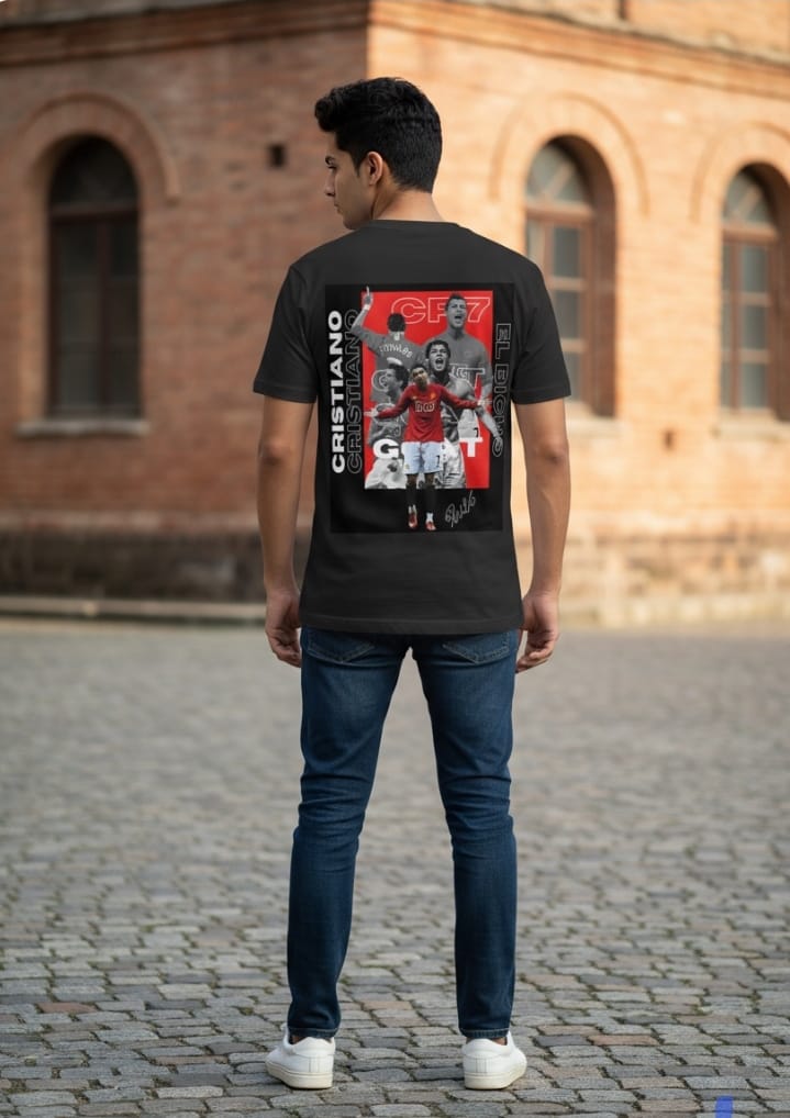 Crew T-Shirt with CR7 THMEME BLACK