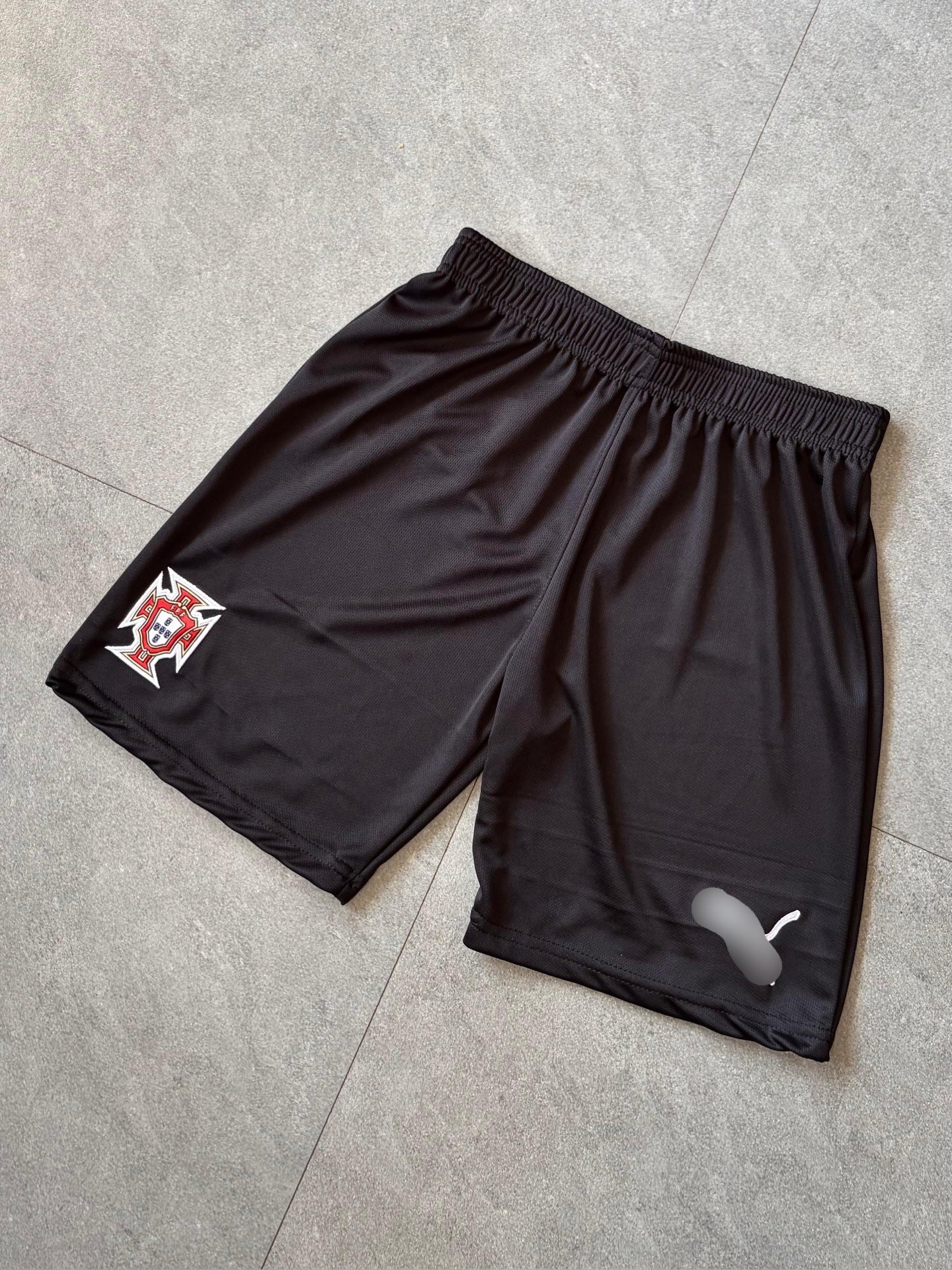 Portugal 2026 Embroidery black shorts -