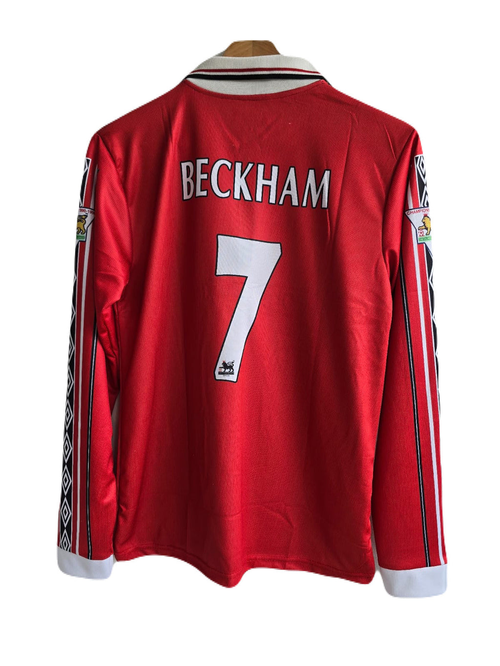 Manchester united 1998/99 Home jersey zip type full sleeve embroidery beckham P130 - ms retro store