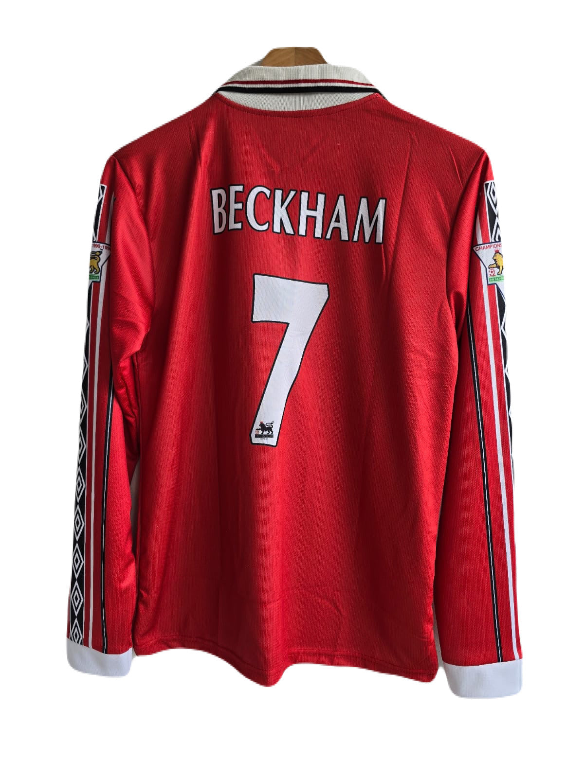 Manchester united 1998/99 Home jersey zip type full sleeve embroidery beckham P130 - ms retro store