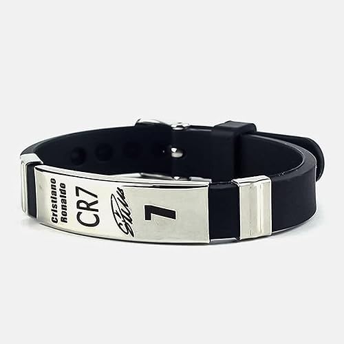 NEXT CREATION Star Football Player Bracelet Men's Silicone Adjustable Sports Wristband (Black)