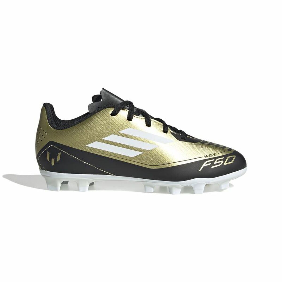 Childrens Football Boots Adidas F50 Club Messi White Golden