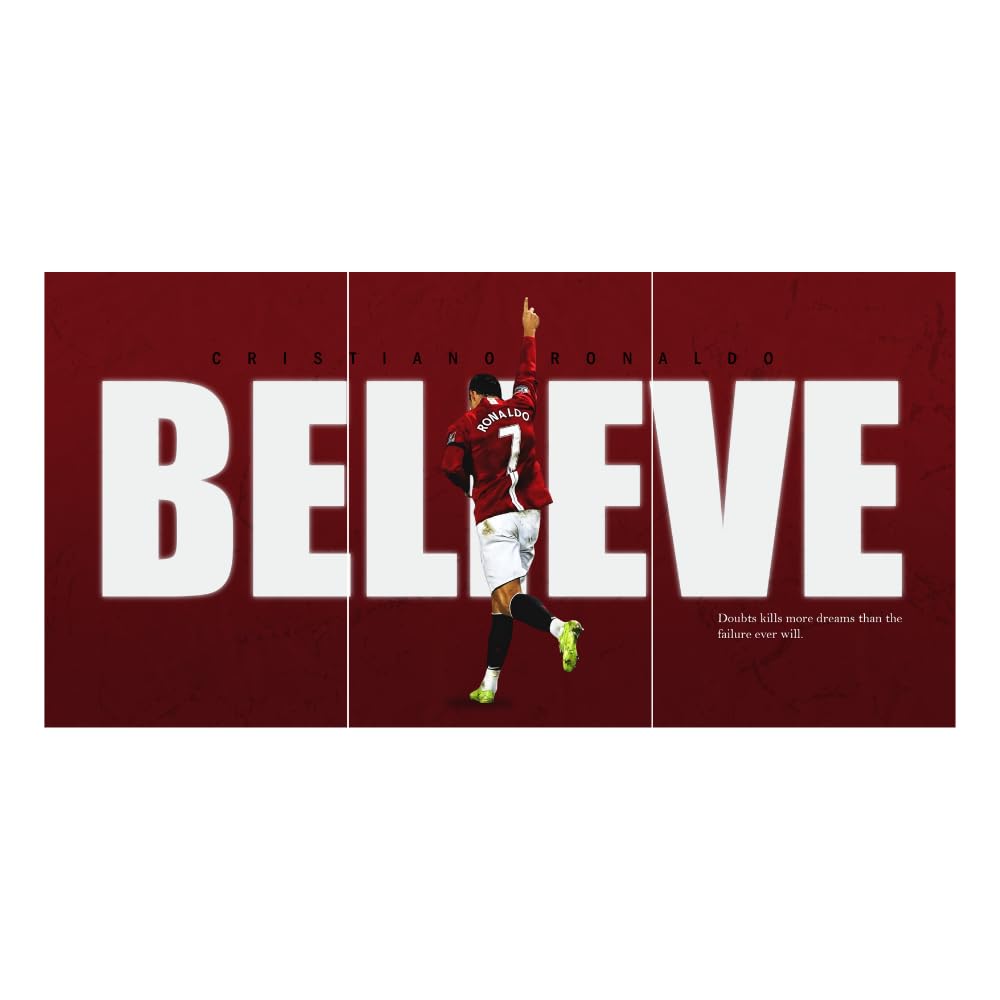 Good Hope - Footballer Messi Motivational Quote 3 Split Posters 12x18 Inch – Soccer Wall Art for Bedroom, Football Legend Decor, Gift for Fans, Boys, Men, Sports Room, Wallpaper, Sticker, Wall Decoration (Split Poster(36x18 inch)) (Messi Blue)