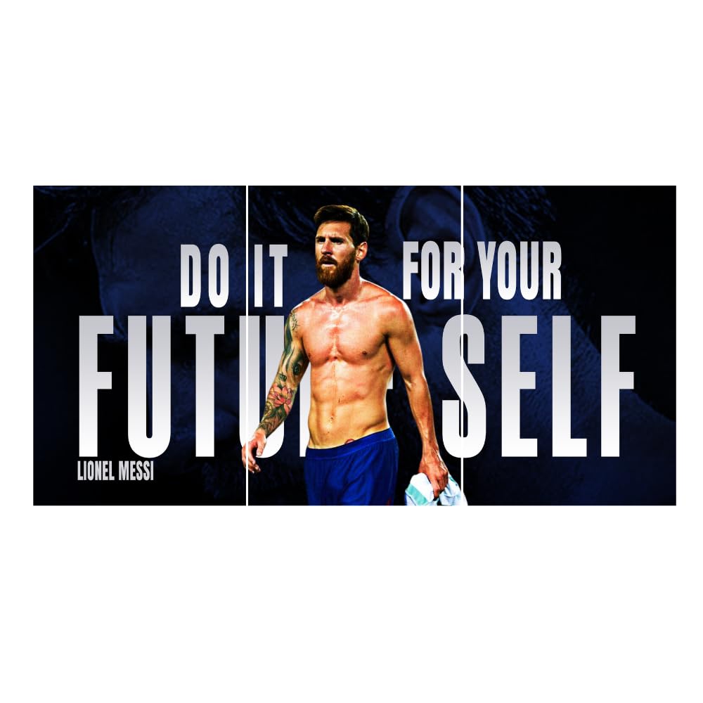 Good Hope - Footballer Messi Motivational Quote 3 Split Posters 12x18 Inch – Soccer Wall Art for Bedroom, Football Legend Decor, Gift for Fans, Boys, Men, Sports Room, Wallpaper, Sticker, Wall Decoration (Split Poster(36x18 inch)) (Messi Blue)