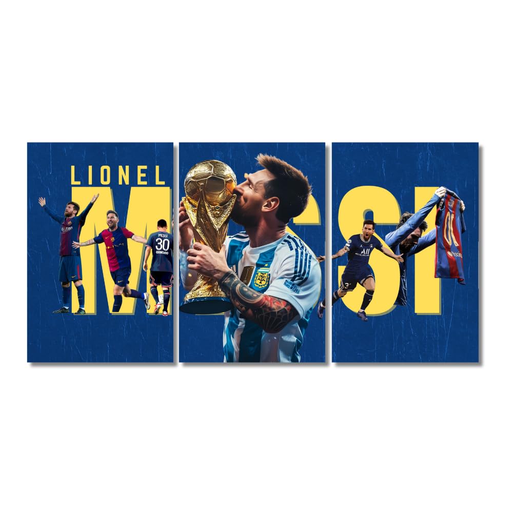 Good Hope - Footballer Messi Motivational Quote 3 Split Posters 12x18 Inch – Soccer Wall Art for Bedroom, Football Legend Decor, Gift for Fans, Boys, Men, Sports Room, Wallpaper, Sticker, Wall Decoration (Split Poster(36x18 inch)) (Messi Blue)
