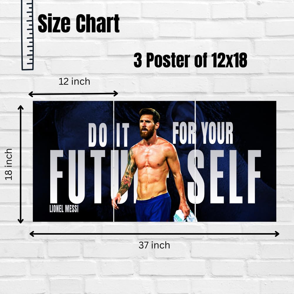 Good Hope - Footballer Messi Motivational Quote 3 Split Posters 12x18 Inch – Soccer Wall Art for Bedroom, Football Legend Decor, Gift for Fans, Boys, Men, Sports Room, Wallpaper, Sticker, Wall Decoration (Split Poster(36x18 inch)) (Messi Blue)