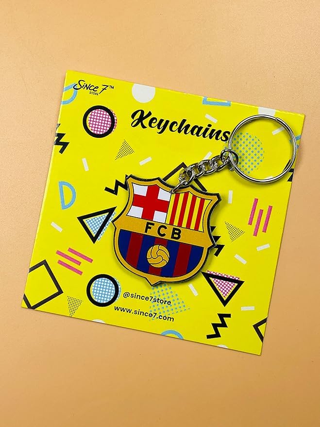 SINCE 7 STORE Fc Barcelona Combo Premium Double Sided Printed Keychain | Satin Fabric, Multi-Coloured