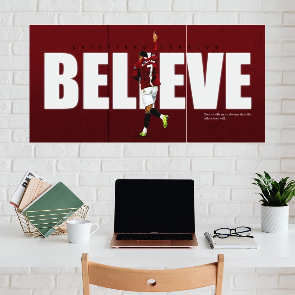 Good Hope - Footballer Messi Motivational Quote 3 Split Posters 12x18 Inch – Soccer Wall Art for Bedroom, Football Legend Decor, Gift for Fans, Boys, Men, Sports Room, Wallpaper, Sticker, Wall Decoration (Split Poster(36x18 inch)) (Messi Blue)