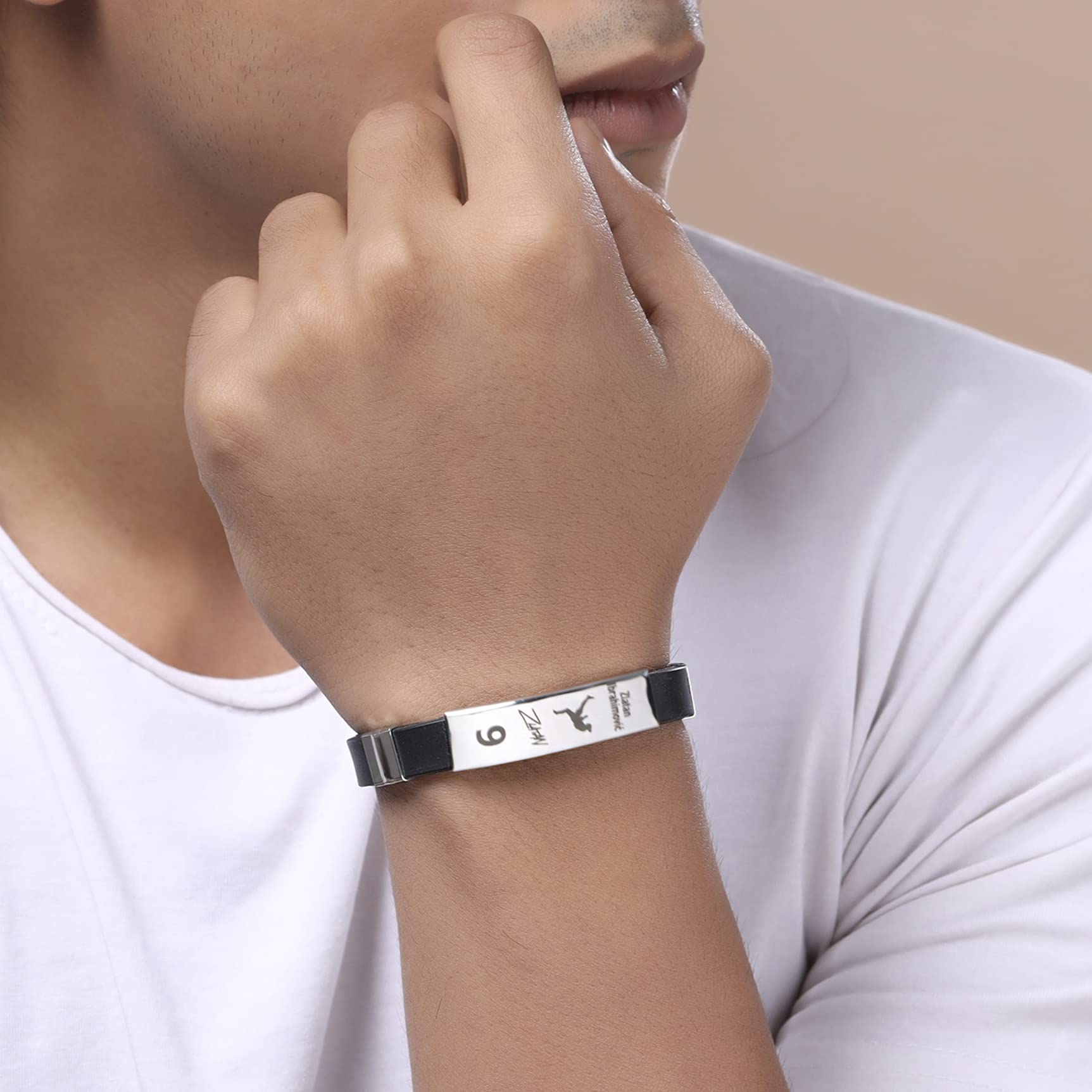 footballers bracelets inspirational and stainless steel wrist band