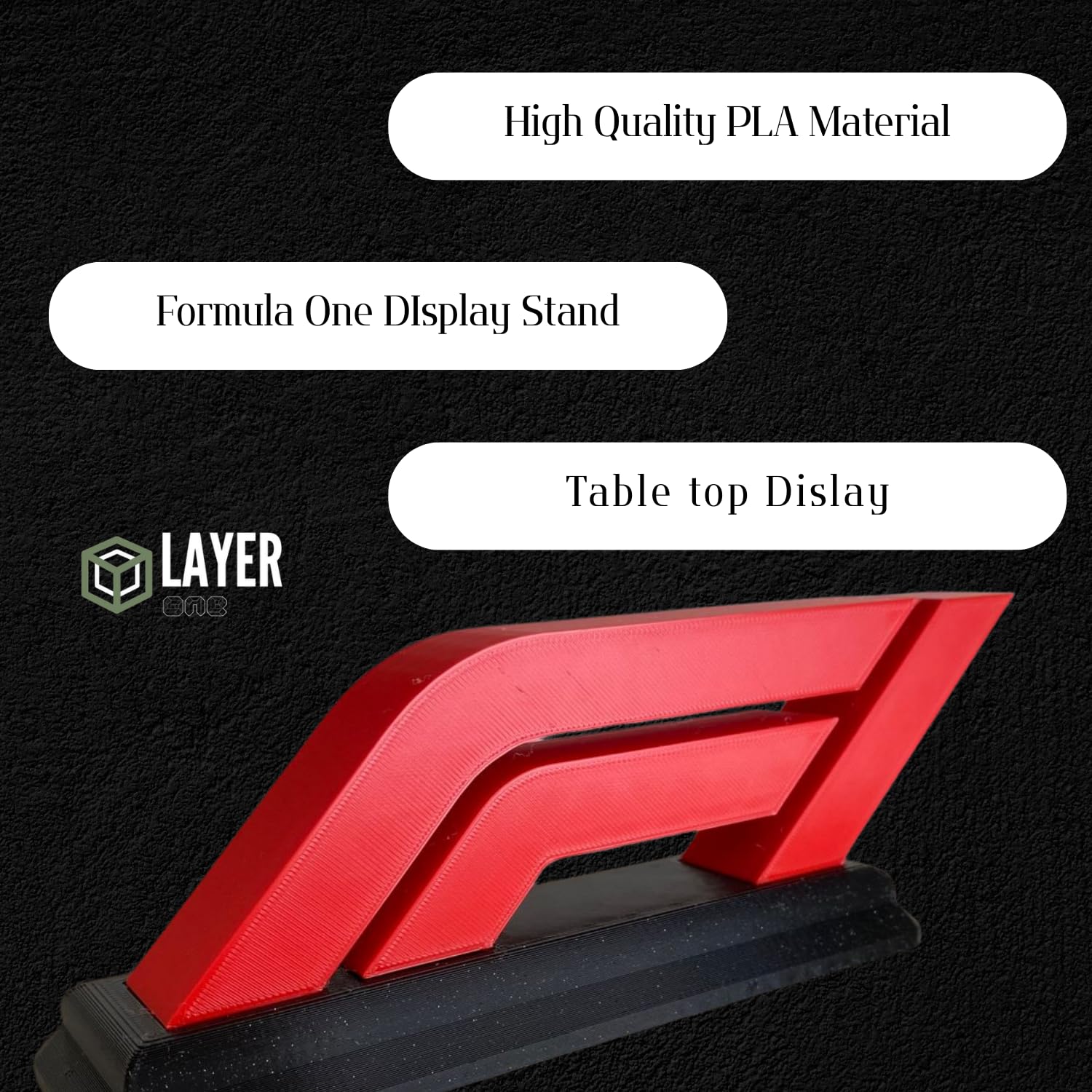Formula 1 Logo Display – F1 Desk decor for Car Lovers | Stylish Red & Black Motorsport Decor Gif