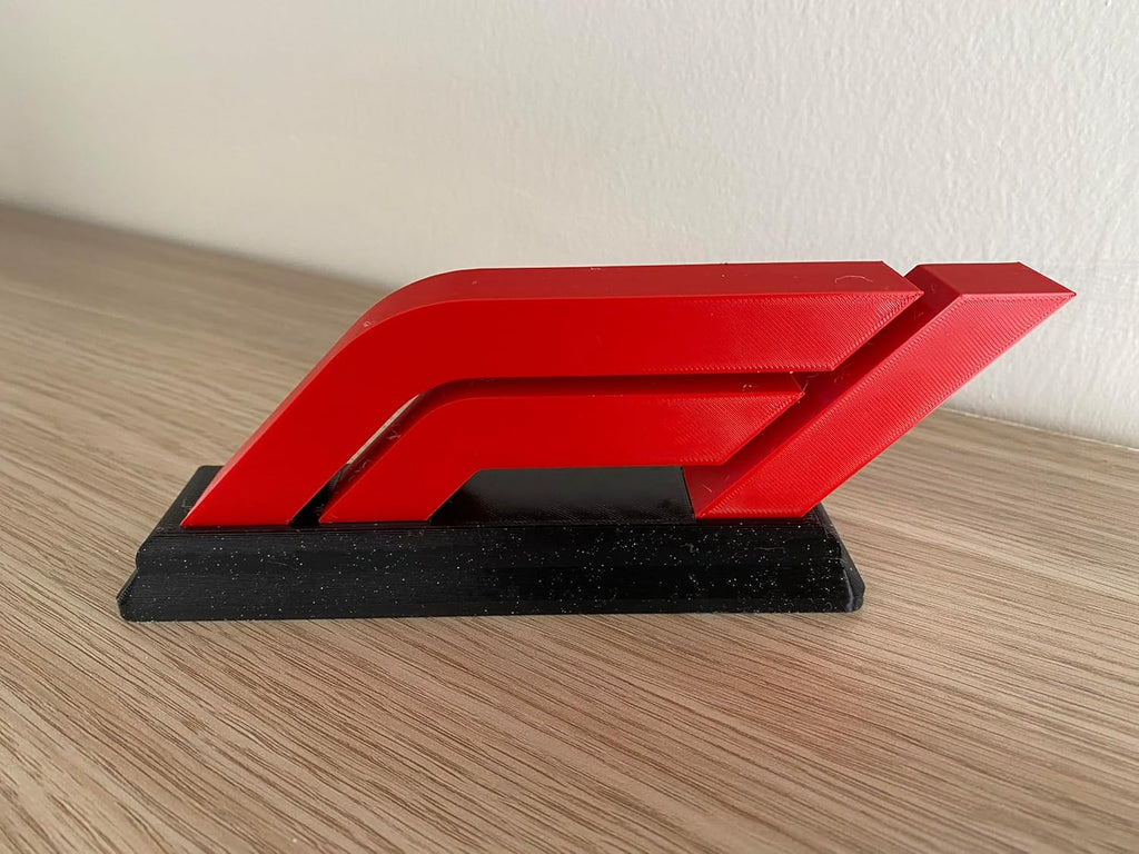 Formula 1 Logo Display – F1 Desk decor for Car Lovers | Stylish Red & Black Motorsport Decor Gif