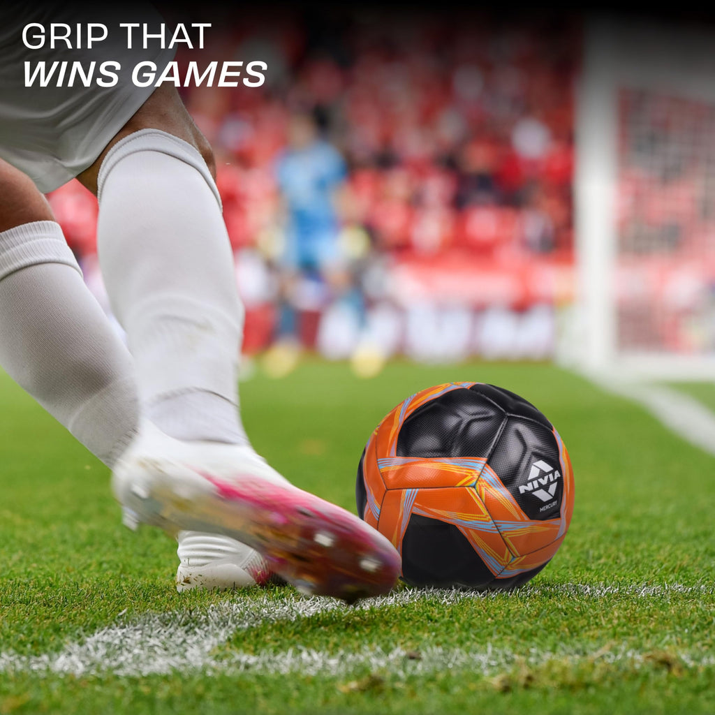 Nivia Mercury Football/PU Leather/Power Stitched Football/12 Panel/Match Ball (White/Blue)