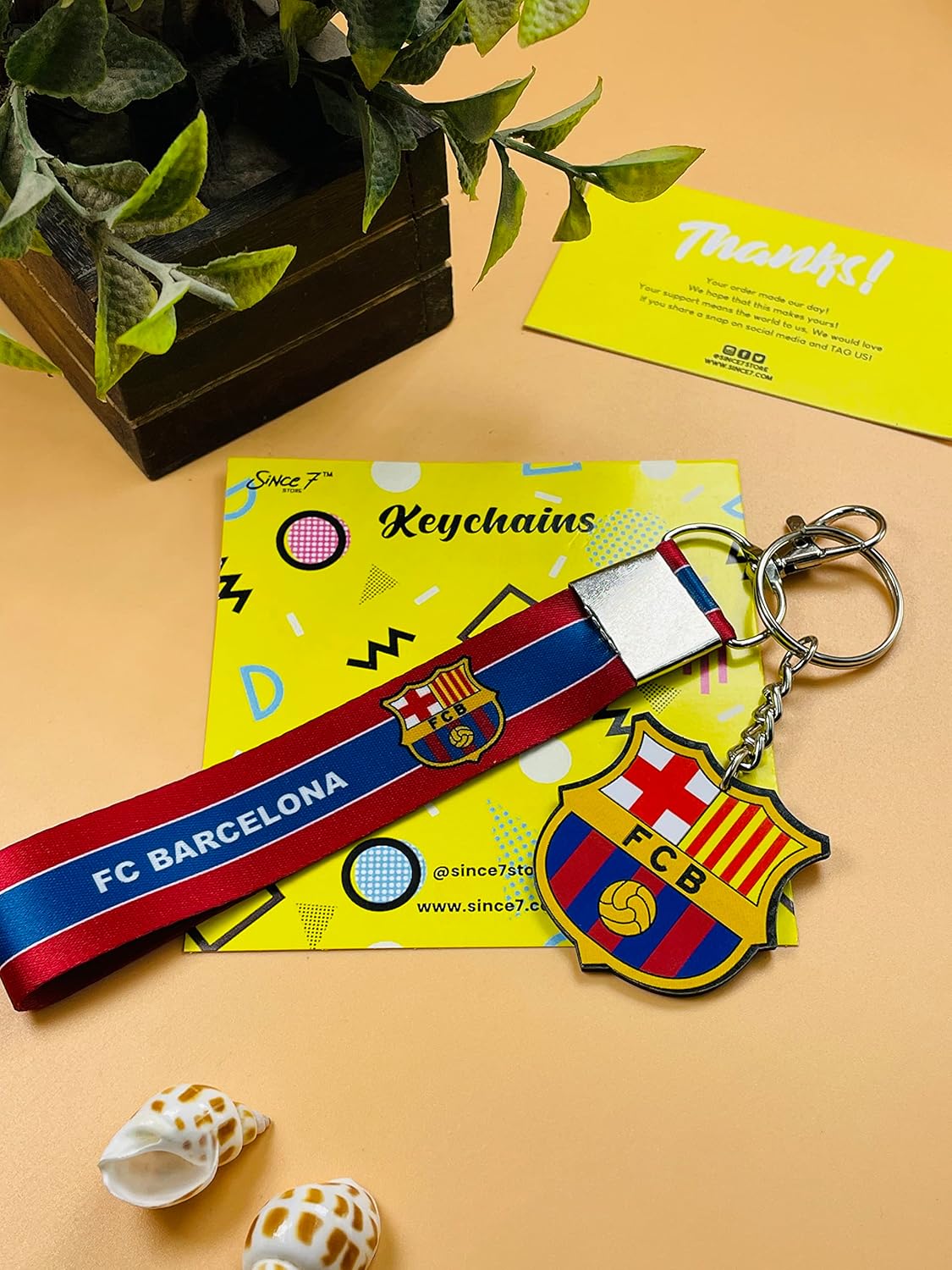 SINCE 7 STORE Fc Barcelona Combo Premium Double Sided Printed Keychain | Satin Fabric, Multi-Coloured