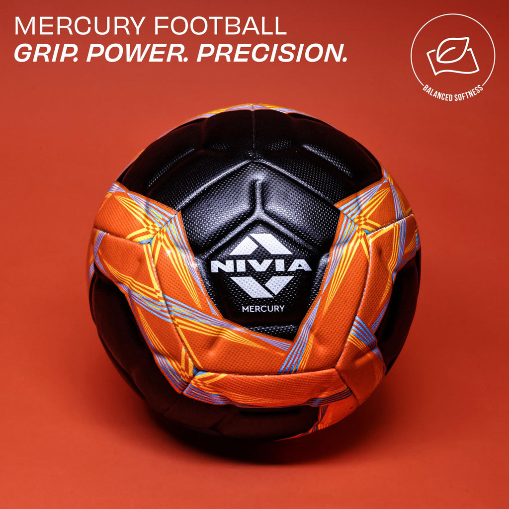 Nivia Mercury Football/PU Leather/Power Stitched Football/12 Panel/Match Ball (White/Blue)