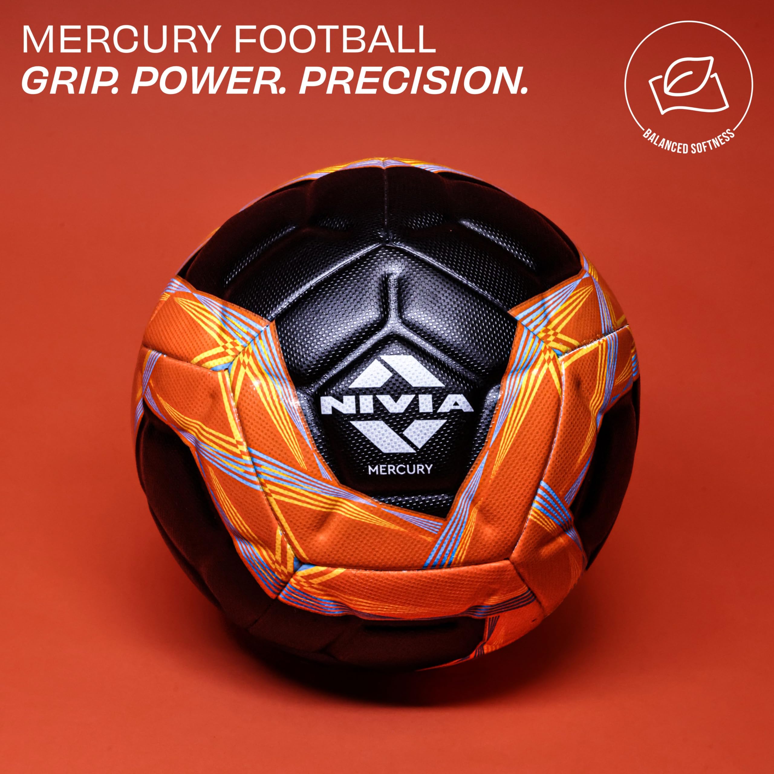 Nivia Mercury Football/PU Leather/Power Stitched Football/12 Panel/Match Ball (White/Blue)