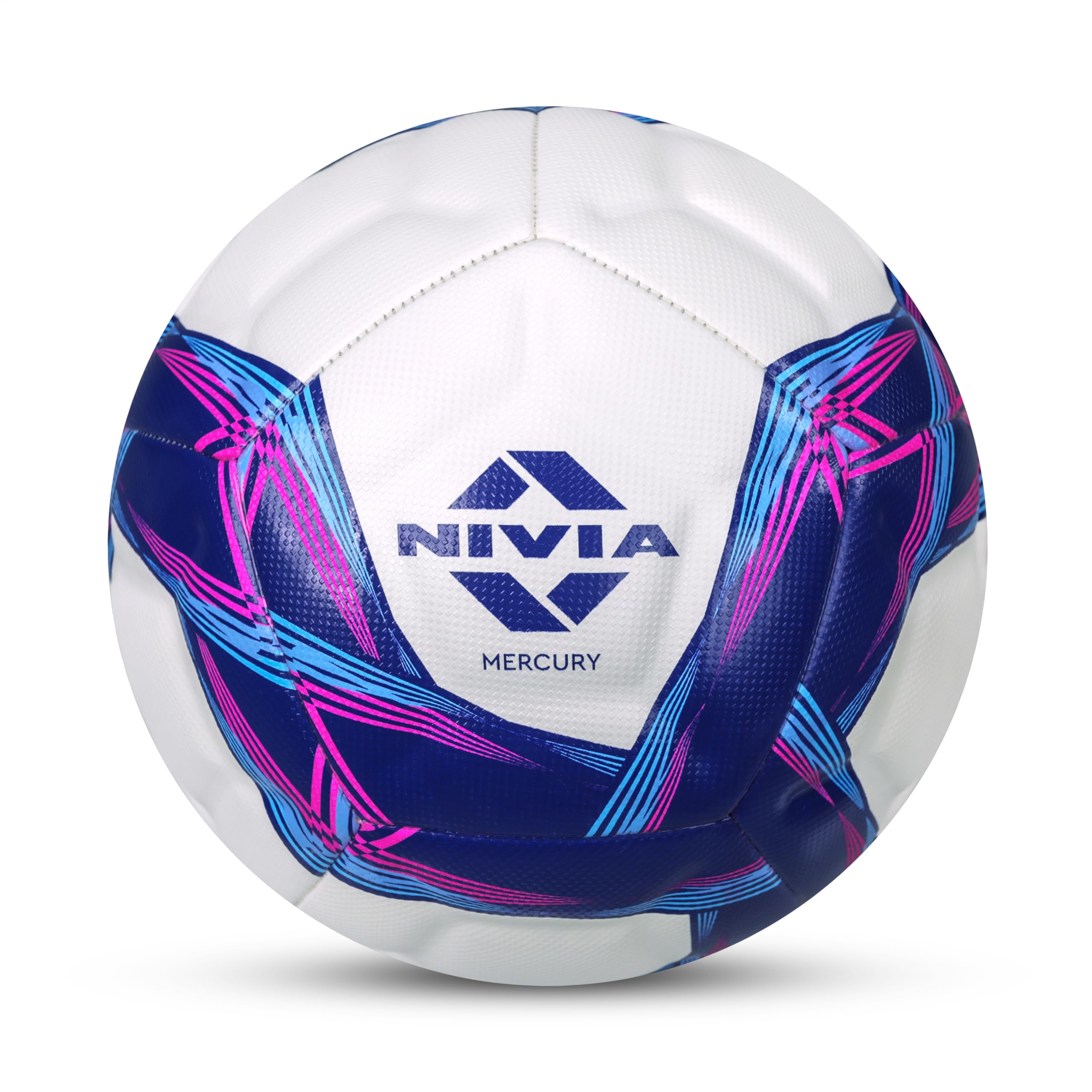 Nivia Mercury Football/PU Leather/Power Stitched Football/12 Panel/Match Ball (White/Blue)