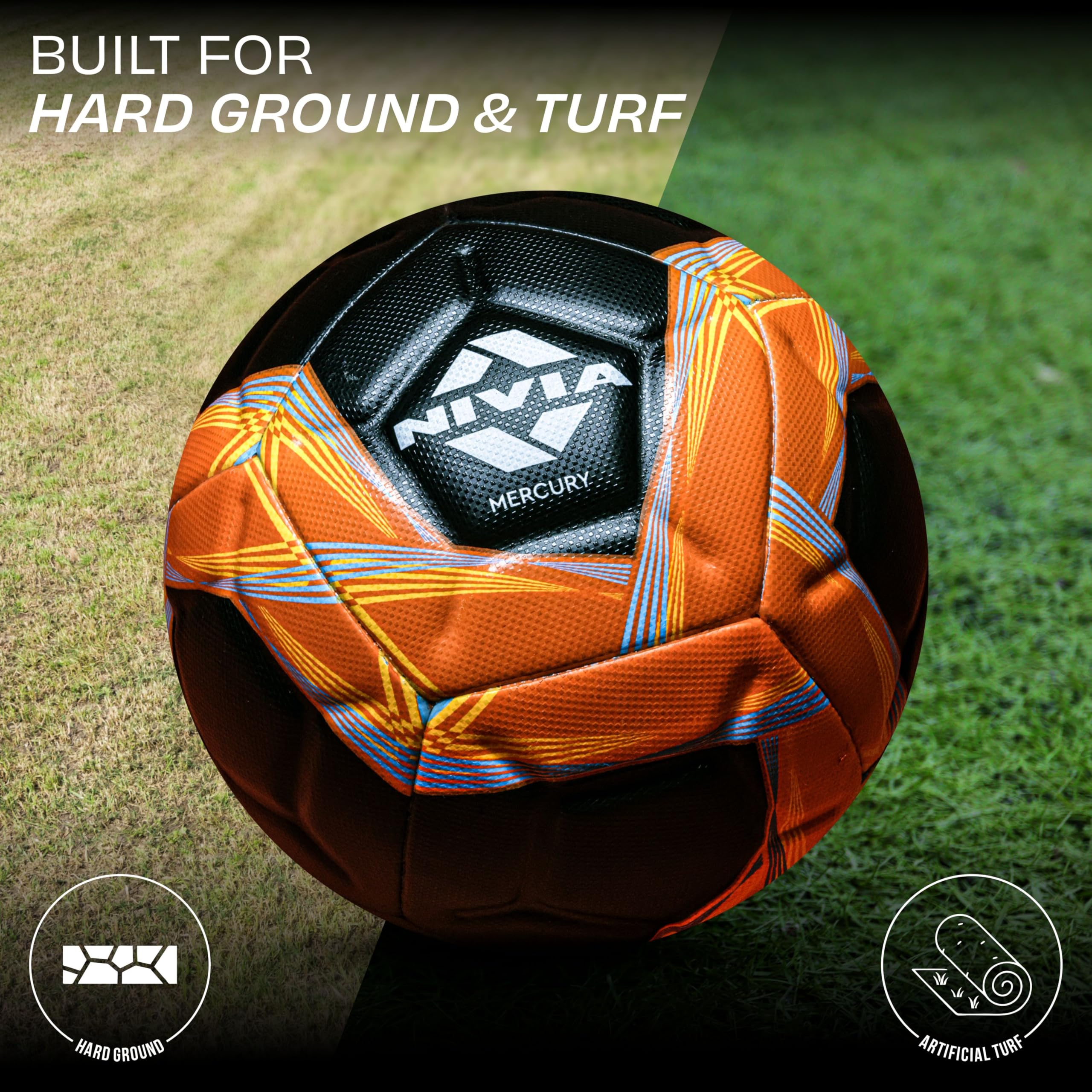 Nivia Mercury Football/PU Leather/Power Stitched Football/12 Panel/Match Ball (White/Blue)