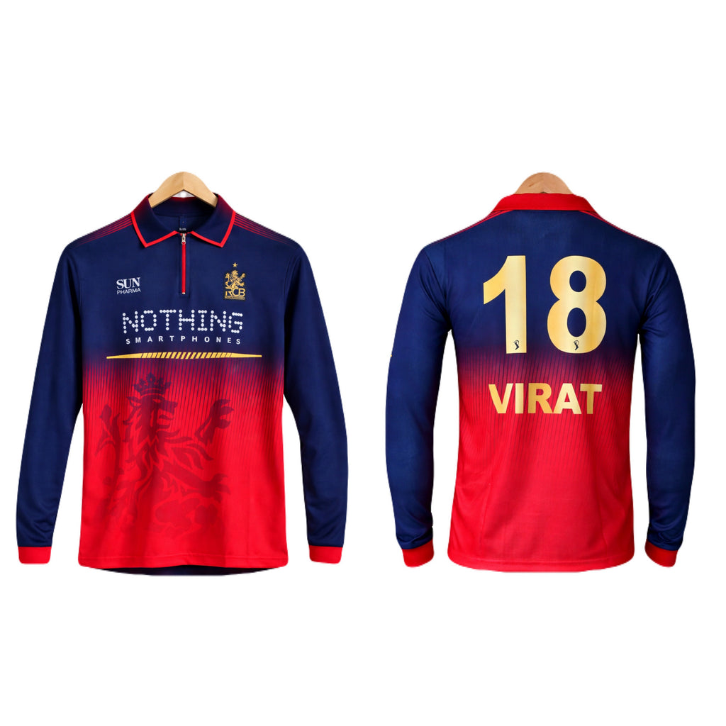 RCB ROYAL CHALLENGES BENGALURU IPL 2026 virat kohli  Collar Full Sleeve Embroidery - P1495 Ms Retro Store