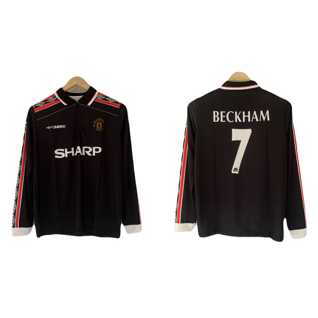 Manchester united 1998 Away Jersey zip type full sleeve embroidery beckham - P1473 ms retro store