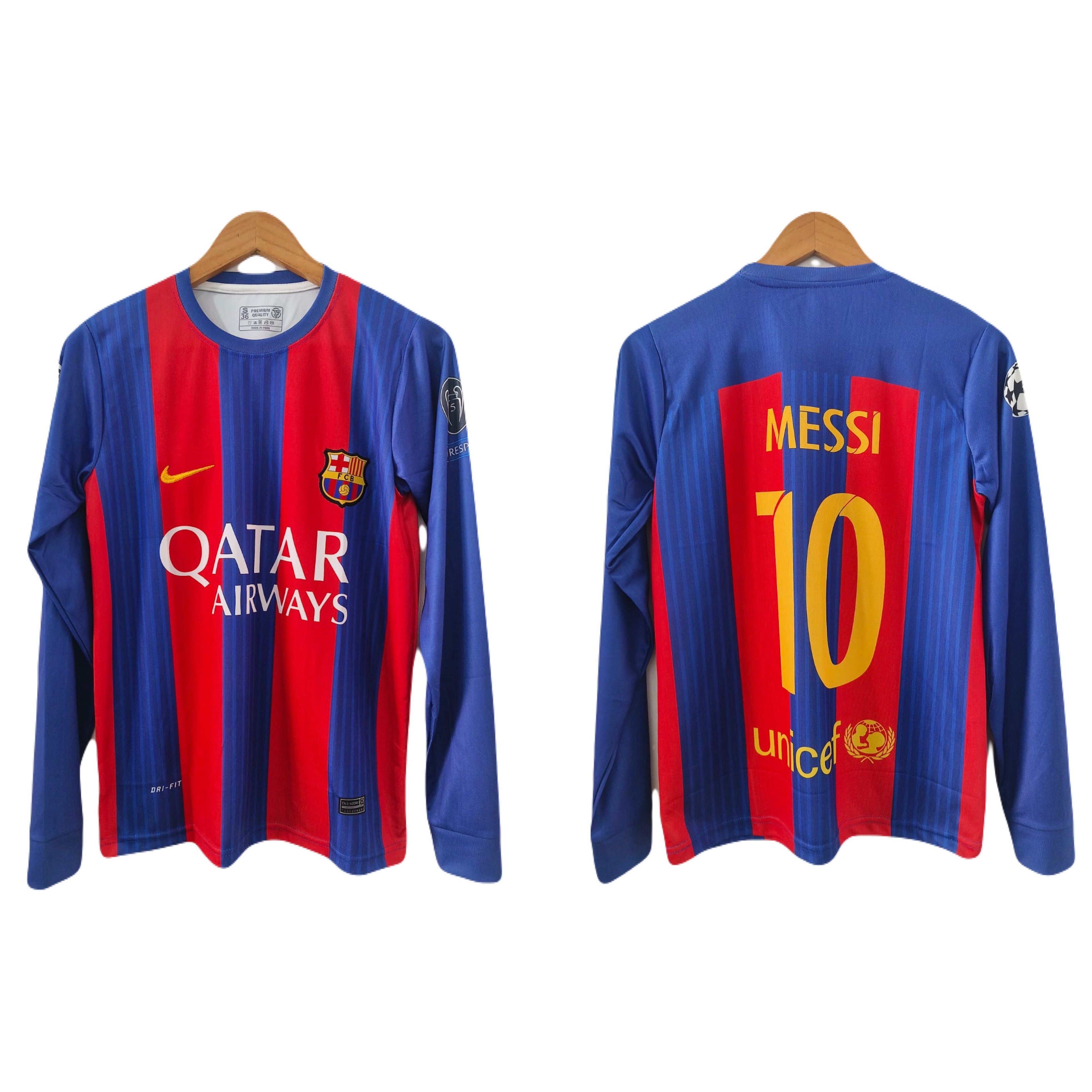 FC Barcelona 2016-17 home kit  leo messi full sleeve embroidery  -   P1338 ms retro store